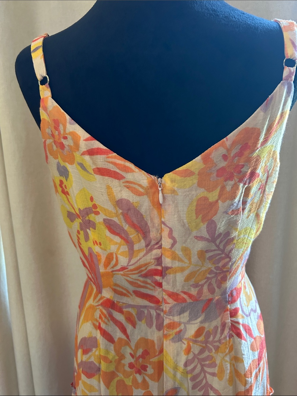 MSK Strappy Tie-Waist Midi Dress in Orange, Pink and Yellow - Picture 6 of 10